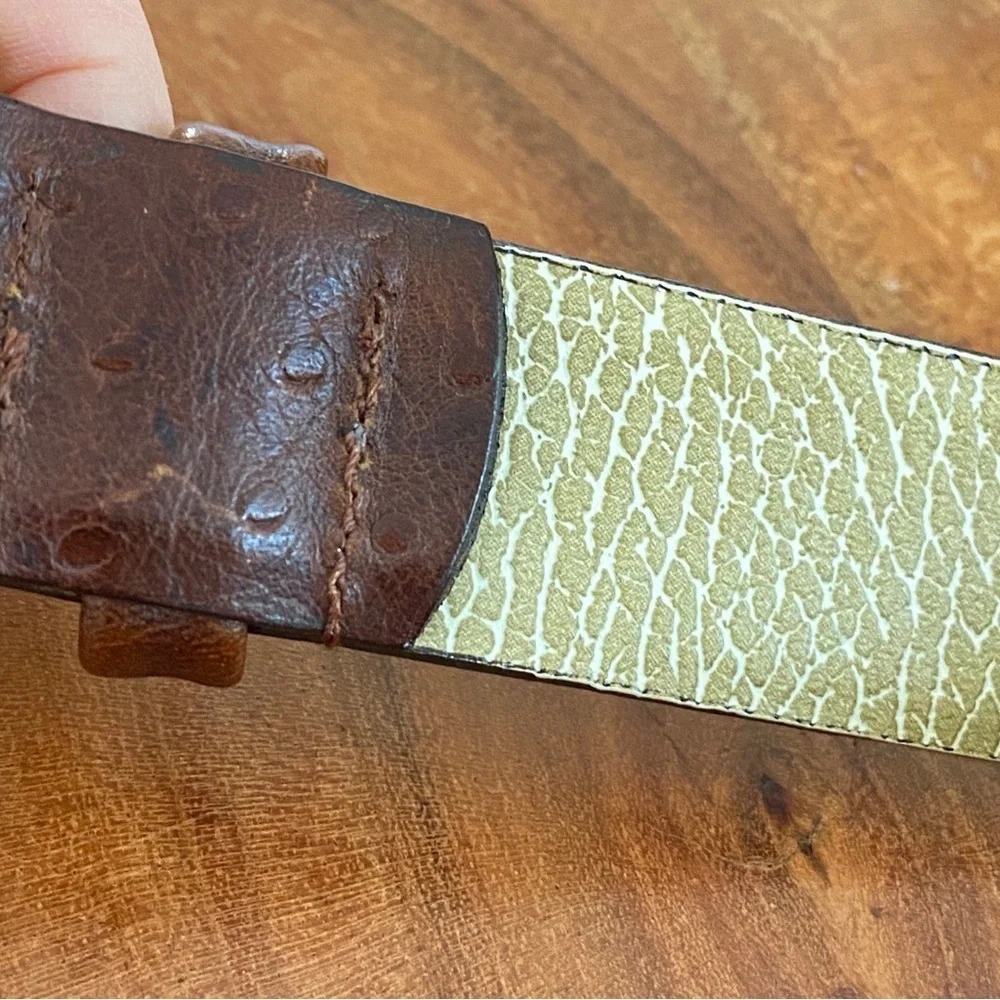 Ostrich Grain Cowhide Belt Made In Canada Size 36 Protocol - Picture 3 of 11